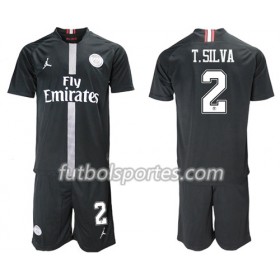 Camisetas Paris Saint Germain T.Silva 2 Jordan Negro Niño Tercera Equipacion 2018/2019